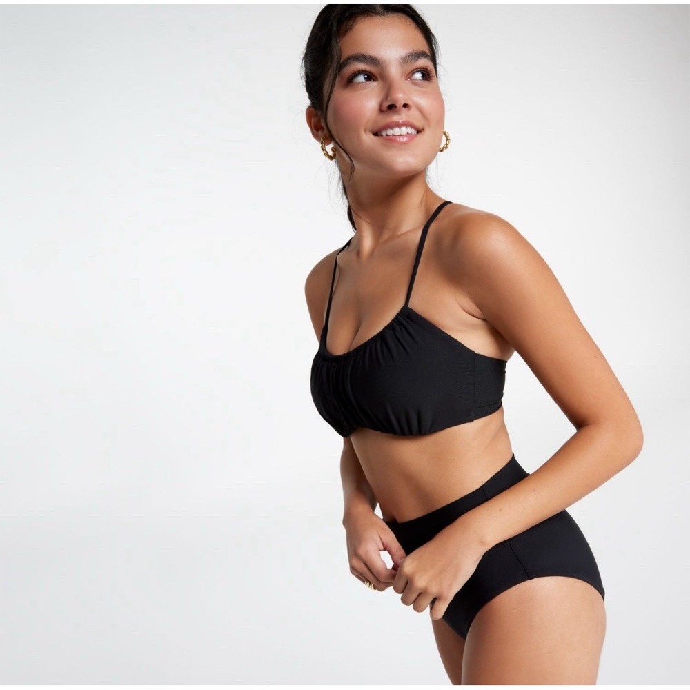 NWT Calia Scrunched Tie Back‎ Bikini Top XS Black